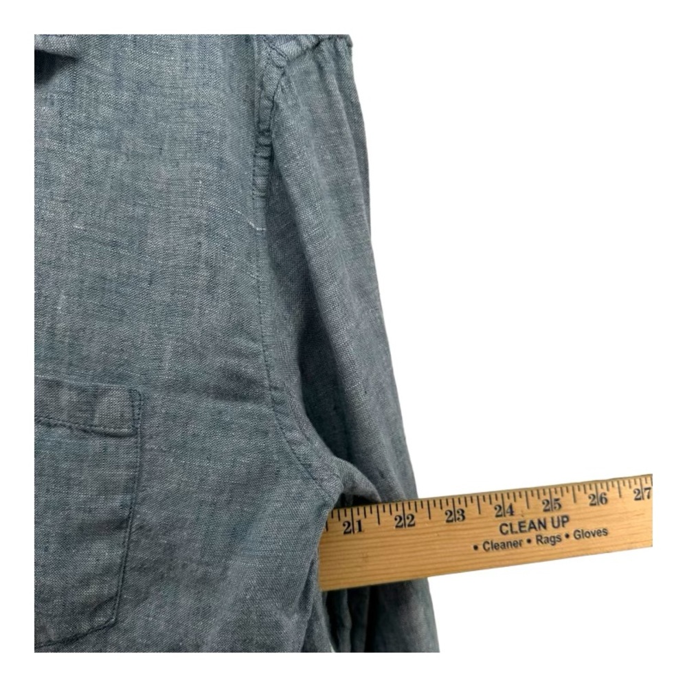J Crew | Men’s L Large Slim Fit 100% Linen Blue Button Shirt‎ C1575 Preppy - Picture 9 of 10